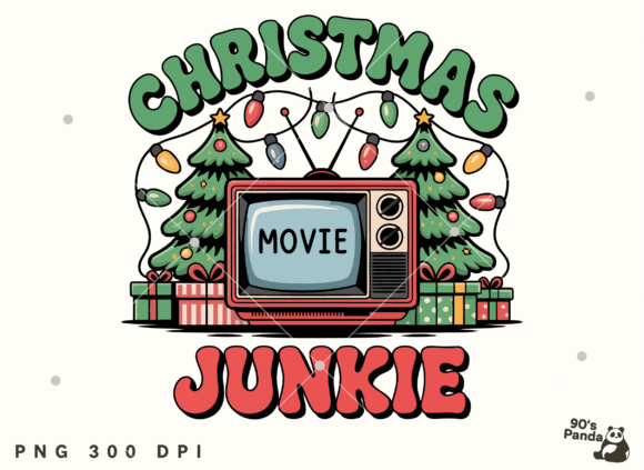 Christmas Movie Junkie Retro Vintage PNG Graphics