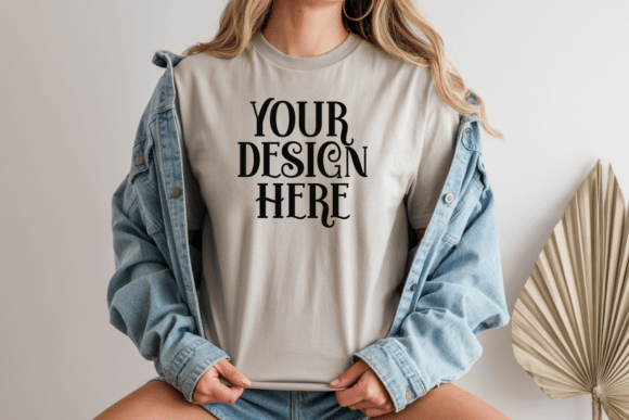Gildan 5000 Ash Tshirt Mockup for Product Mockups and Graphics