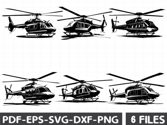 Helicopter Silhouette in Flight Clipart for Graphics & Illustrations